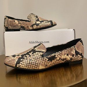 New ALDO Natural Snakeskin Kappa Flat Loafers Sz 6.5